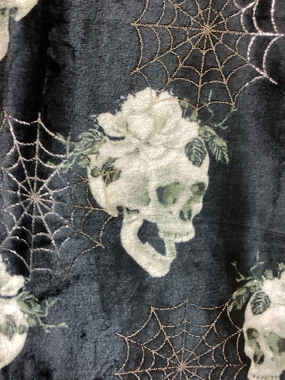 Halloween Skull and Spiderwebs Plush Foil Throw 🕷️